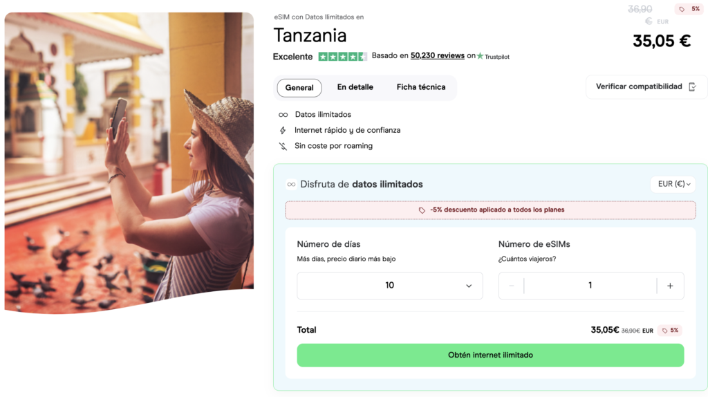 eSIM de Holafly en Zanzíbar