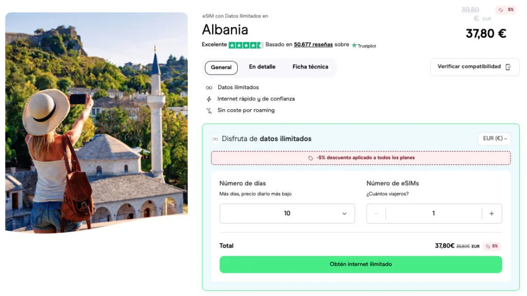 eSIM de Holafly en Albania
