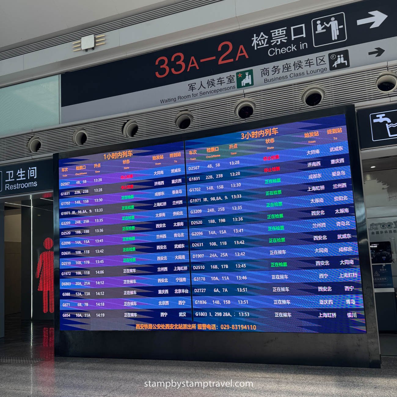 Pantalla de los trenes en China
