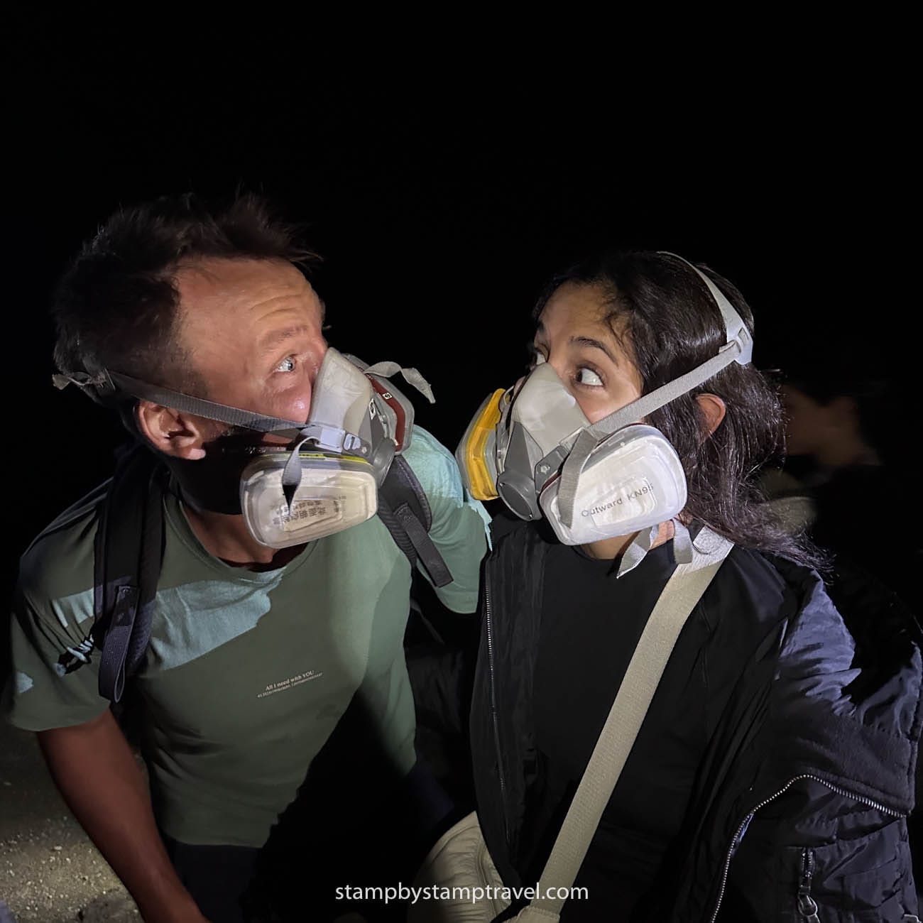 Máscaras de gas para ver el Ijen en la ruta por Java Oriental