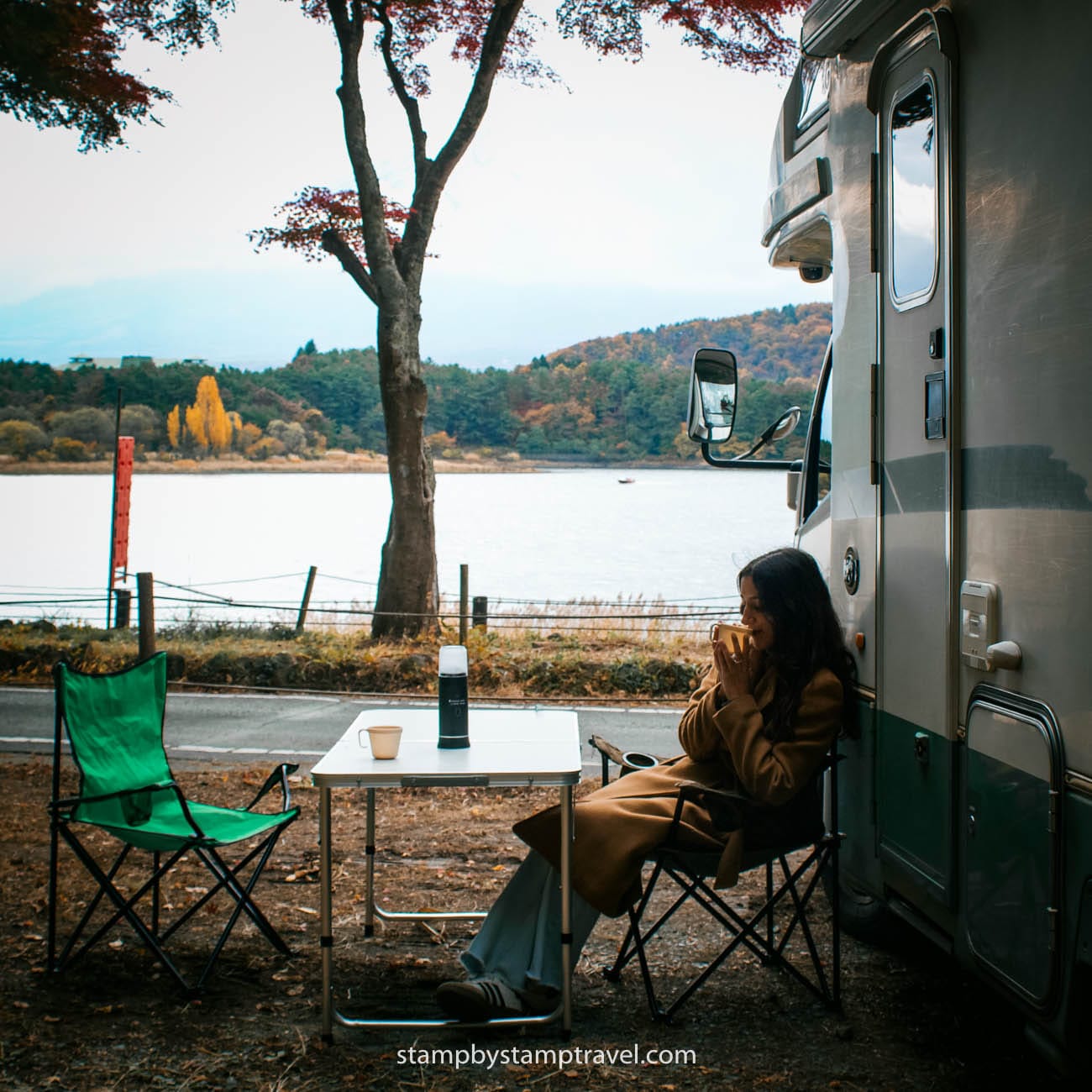Camper en la ruta por Alpes Japoneses