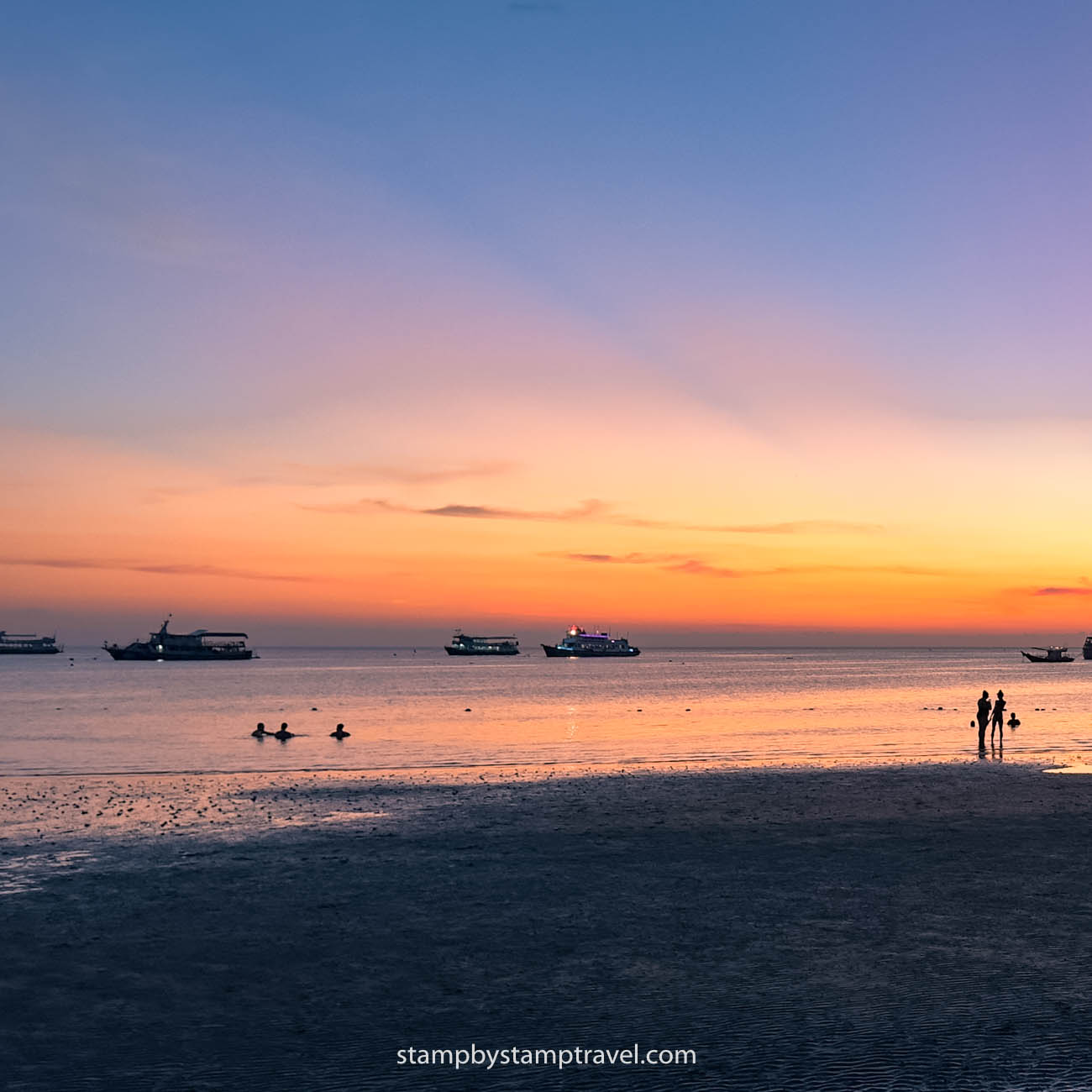 Atardecer en Sairee Beach, playa de Koh Tao